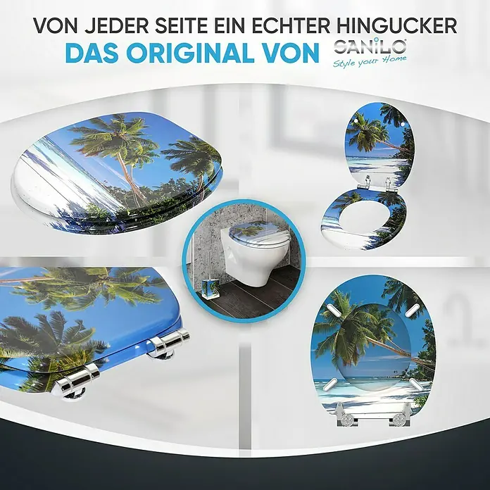 SANILO WC-Sitz Karibik mit Absenkautomatik - MDF, Blau, Mit Absenkautomatik