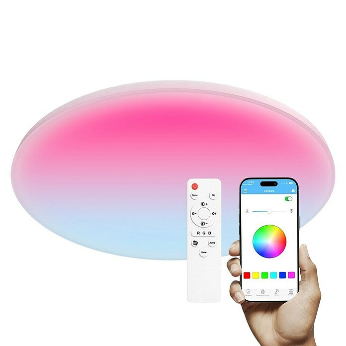Panaled Plafón LED redondo Prisma (55 W, Ø x Al: 47 x 7 cm, Blanco, RGBW) | BAUHAUS