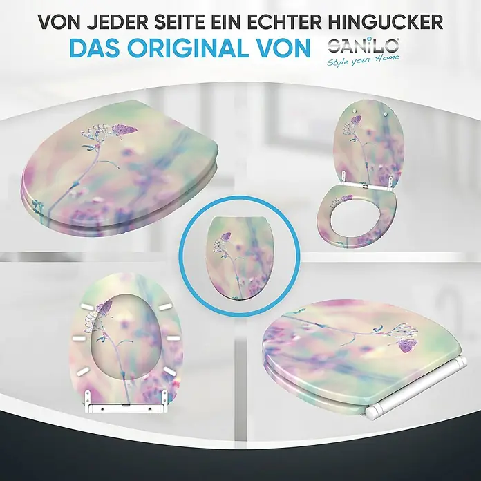 SANILO WC-Sitz Meadow mit Schnellverschluss - MDF, Lila, Mit Absenkautomatik