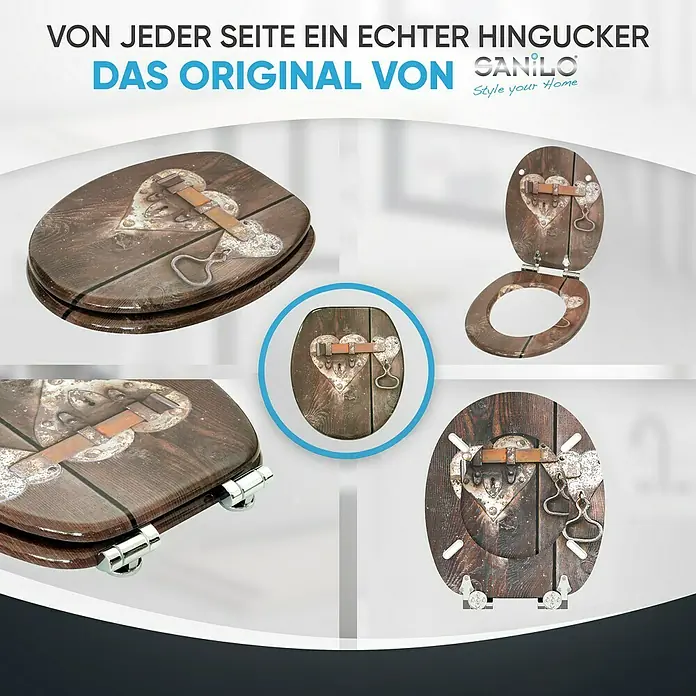 SANILO WC-Sitz Türschloss mit Absenkautomatik - MDF, Braun, Mit Absenkautomatik