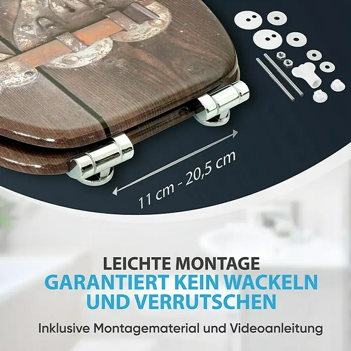SANILO WC-Sitz Türschloss mit Absenkautomatik - MDF, Braun, Mit Absenkautomatik