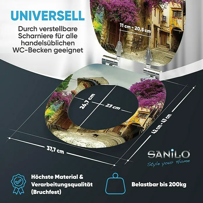 SANILO WC-Sitz Toskana mit Absenkautomatik - MDF, Violett, Mit Absenkautomatik