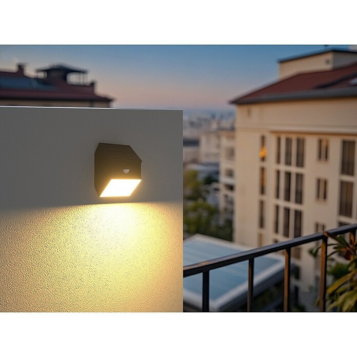 Luceco Aplique solar para exterior Rubix (2,5 W, Blanco neutro, Negro, Temperatura del color: 3.000 K - 6.000 K, Orientable 180°) | BAUHAUS
