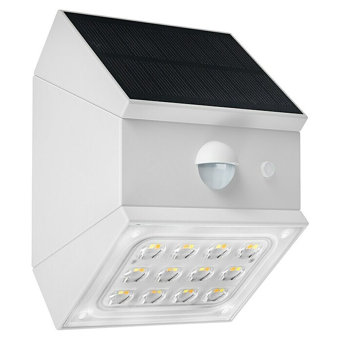 Luceco Aplique solar para exterior Rubix (2,5 W, Blanco neutro, Blanco, Temperatura del color: 3.000 K - 6.000 K, Orientable 180°) | BAUHAUS