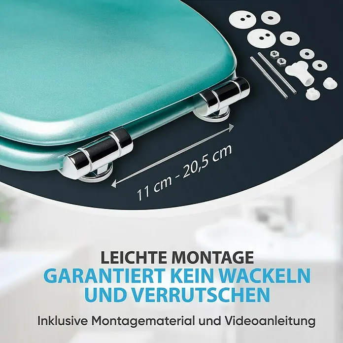 SANILO WC-Sitz Glitzer Türkis mit Absenkautomatik - MDF, Türkis, Mit Absenkautomatik