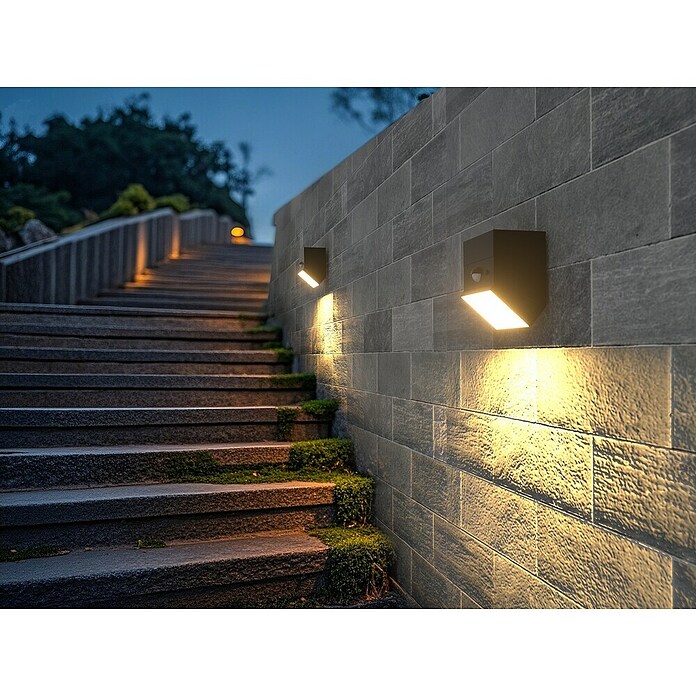 Luceco Aplique solar para exterior Rubix (2,5 W, Blanco neutro, Negro, Temperatura del color: 3.000 K - 6.000 K, Orientable 180°) | BAUHAUS