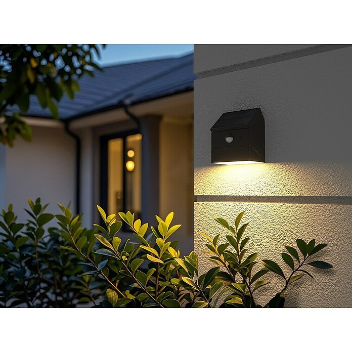 Luceco Aplique solar para exterior Rubix (2,5 W, Blanco neutro, Negro, Temperatura del color: 3.000 K - 6.000 K, Orientable 180°) | BAUHAUS