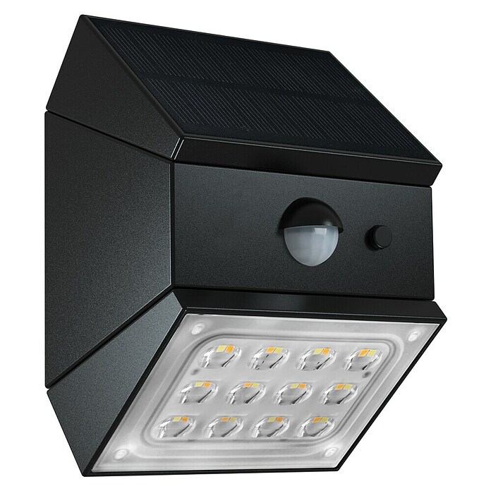 Luceco Aplique solar para exterior Rubix (2,5 W, Blanco neutro, Negro, Temperatura del color: 3.000 K - 6.000 K, Orientable 180°) | BAUHAUS