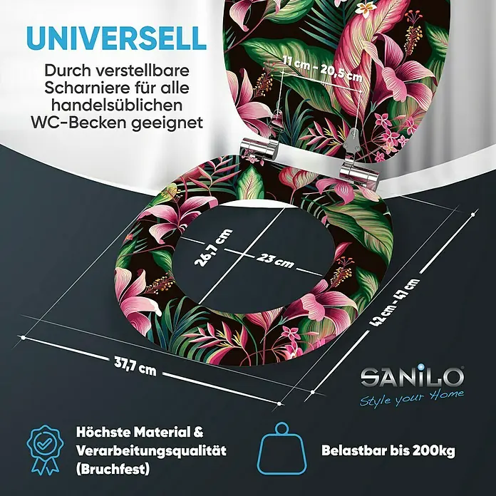 SANILO WC-Sitz Bali mit Absenkautomatik - MDF, Multicolor, Mit Absenkautomatik