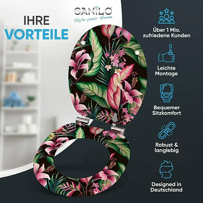 SANILO WC-Sitz Bali mit Absenkautomatik - MDF, Multicolor, Mit Absenkautomatik