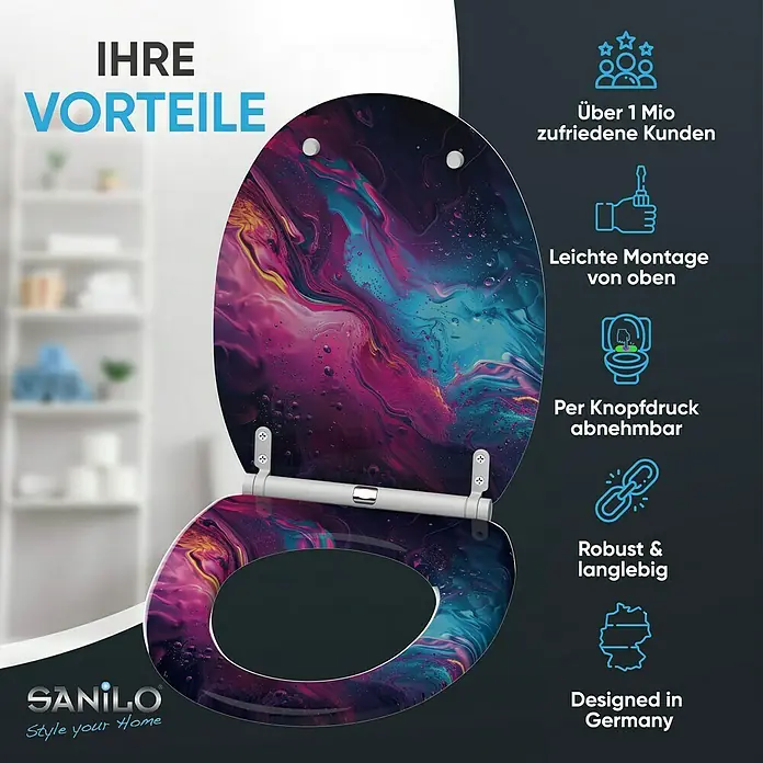 SANILO WC-Sitz Lumen mit Absenkautomatik - MDF, Lila, Mit Absenkautomatik