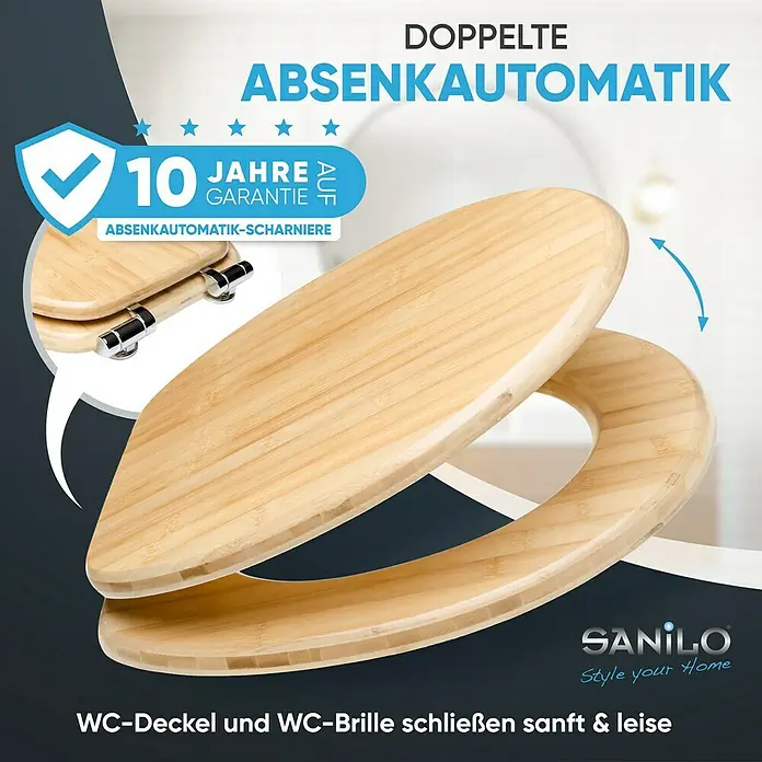 SANILO WC-Sitz Bambus mit Absenkautomatik - Holz, Braun, Mit Absenkautomatik