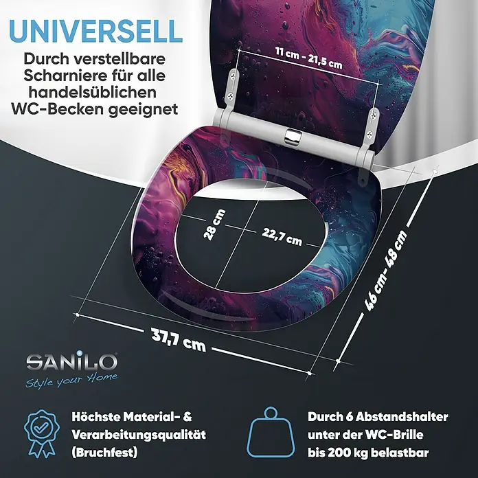 SANILO WC-Sitz Lumen mit Absenkautomatik - MDF, Lila, Mit Absenkautomatik
