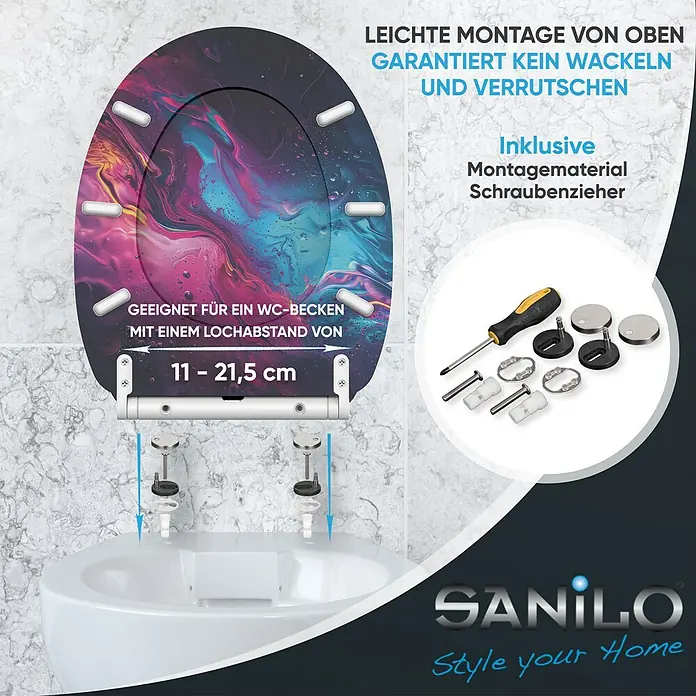 SANILO WC-Sitz Lumen mit Absenkautomatik - MDF, Lila, Mit Absenkautomatik