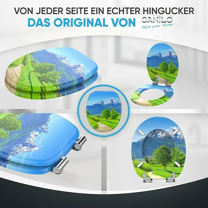 SANILO WC-Sitz Alpen mit Absenkautomatik - MDF, Grün, Mit Absenkautomatik