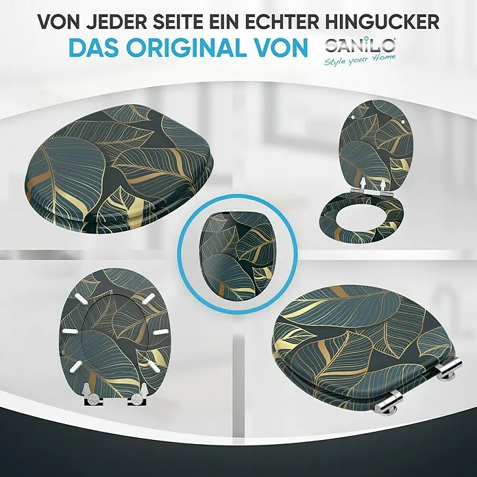 SANILO WC-Sitz Monstera mit Absenkautomatik - MDF, Dunkelgrün, Mit Absenkautomatik