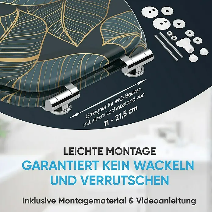 SANILO WC-Sitz Monstera mit Absenkautomatik - MDF, Dunkelgrün, Mit Absenkautomatik