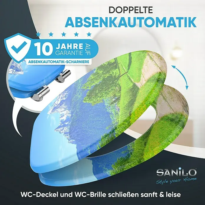 SANILO WC-Sitz Alpen mit Absenkautomatik - MDF, Grün, Mit Absenkautomatik