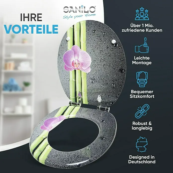 SANILO WC-Sitz Asia mit Absenkautomatik - MDF, Violett, Mit Absenkautomatik