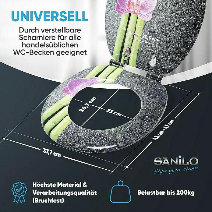 SANILO WC-Sitz Asia mit Absenkautomatik - MDF, Violett, Mit Absenkautomatik