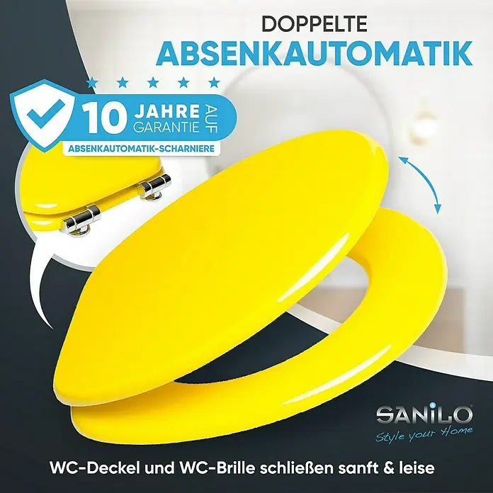 SANILO WC-Sitz Gelb mit Absenkautomatik - MDF, Gelb, Mit Absenkautomatik