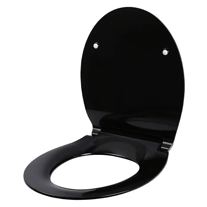 SANILO WC-Sitz Flat Schwarz mit Absenkautomatik - Kunststoff, Schwarz, Mit Absenkautomatik