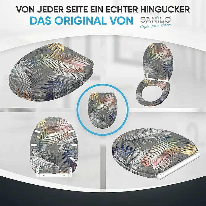 SANILO WC-Sitz Farn mit Schnellverschluss - MDF, Grau, Mit Absenkautomatik