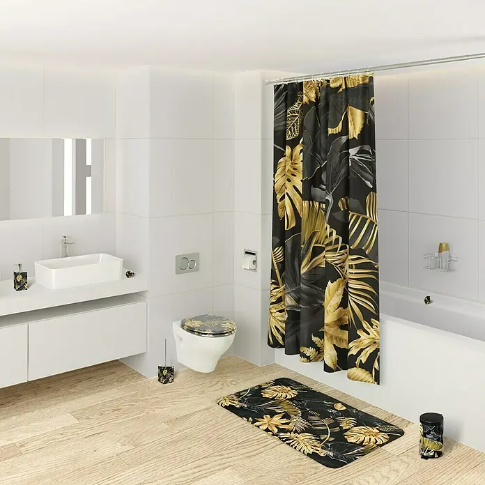 SANILO WC-Sitz Golden Leaves mit Absenkautomatik - MDF, Goldfarben, Mit Absenkautomatik