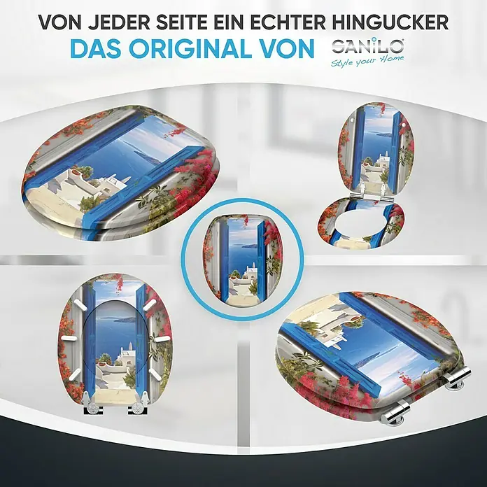SANILO WC-Sitz Greece mit Absenkautomatik - MDF, Blau, Mit Absenkautomatik