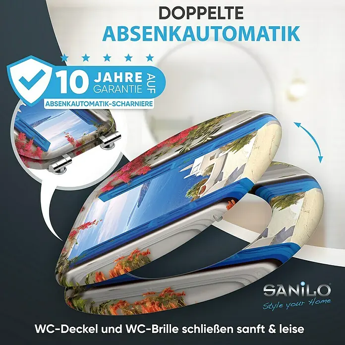 SANILO WC-Sitz Greece mit Absenkautomatik - MDF, Blau, Mit Absenkautomatik