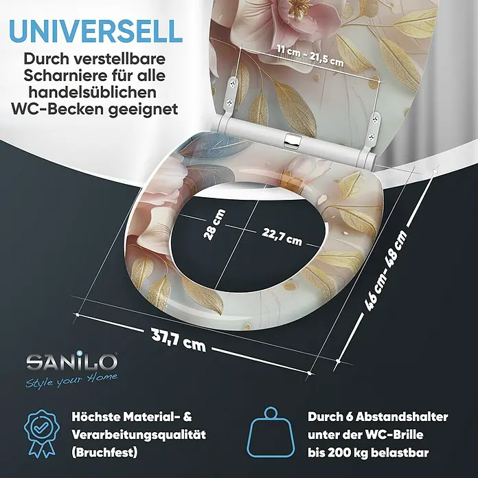 SANILO WC-Sitz Florentia mit Absenkautomatik - MDF, Hellrosa, Mit Absenkautomatik