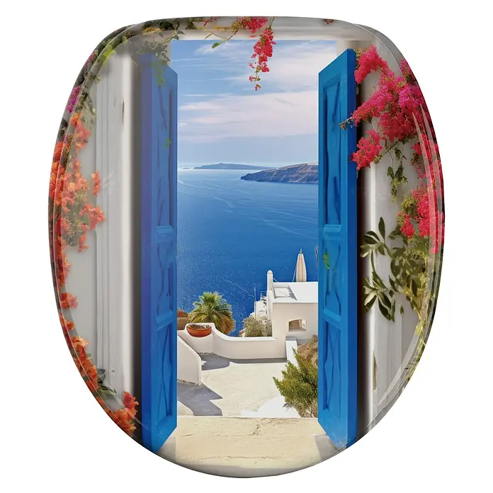 SANILO WC-Sitz Greece mit Absenkautomatik - MDF, Blau, Mit Absenkautomatik