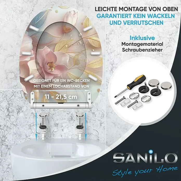 SANILO WC-Sitz Florentia mit Absenkautomatik - MDF, Hellrosa, Mit Absenkautomatik
