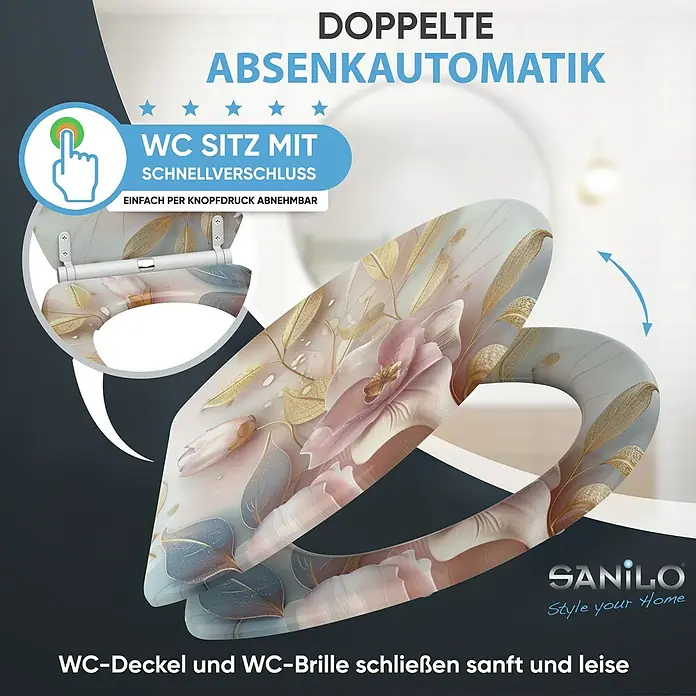 SANILO WC-Sitz Florentia mit Absenkautomatik - MDF, Hellrosa, Mit Absenkautomatik