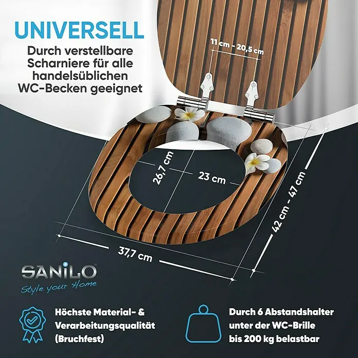 SANILO WC-Sitz Zentara mit Absenkautomatik - MDF, Braun, Mit Absenkautomatik