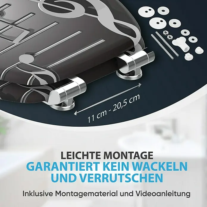 SANILO WC-Sitz Musical Notes mit Absenkautomatik - MDF, Grau, Mit Absenkautomatik