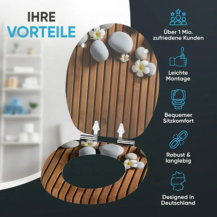 SANILO WC-Sitz Zentara mit Absenkautomatik - MDF, Braun, Mit Absenkautomatik