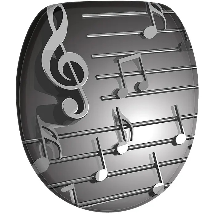 SANILO WC-Sitz Musical Notes mit Absenkautomatik - MDF, Grau, Mit Absenkautomatik
