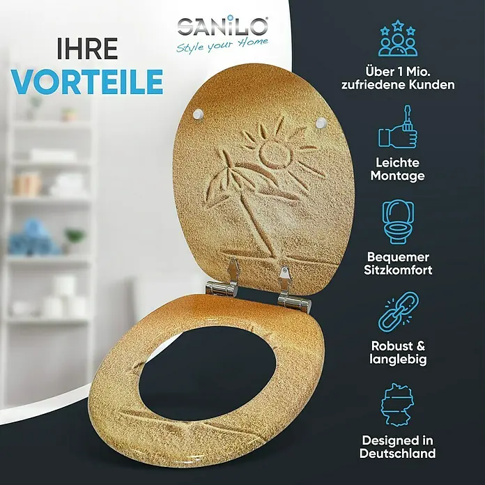 SANILO WC-Sitz Sunshine mit Absenkautomatik - MDF, Braun, Mit Absenkautomatik