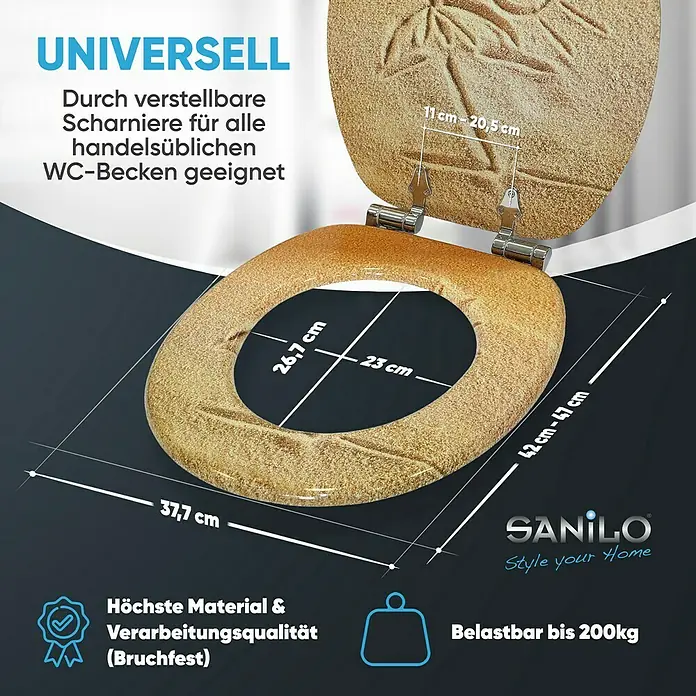 SANILO WC-Sitz Sunshine mit Absenkautomatik - MDF, Braun, Mit Absenkautomatik