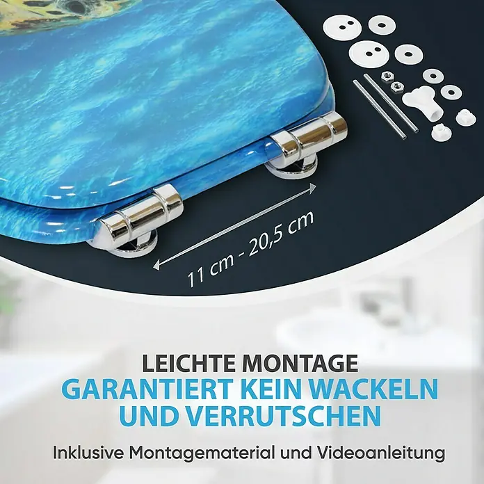SANILO WC-Sitz Schildkröte mit Absenkautomatik - MDF, Blau, Mit Absenkautomatik