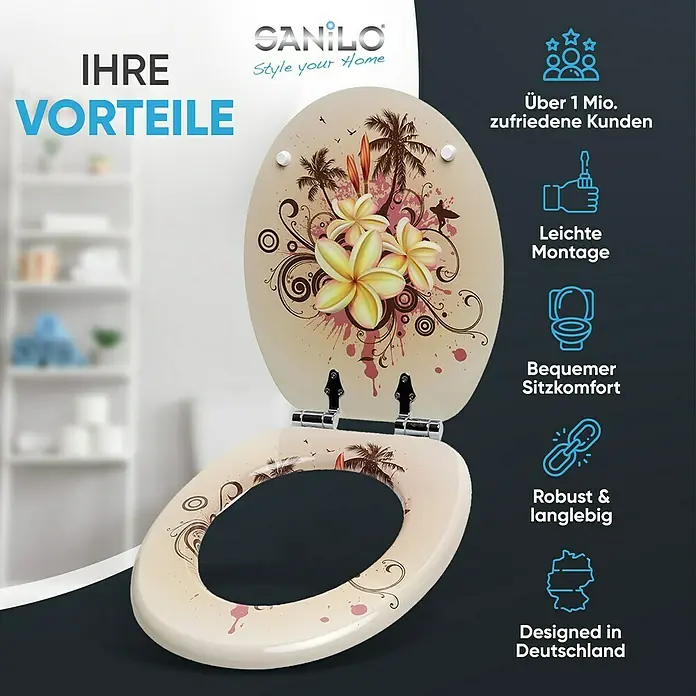 SANILO WC-Sitz Tropical mit Absenkautomatik - MDF, Beige, Mit Absenkautomatik