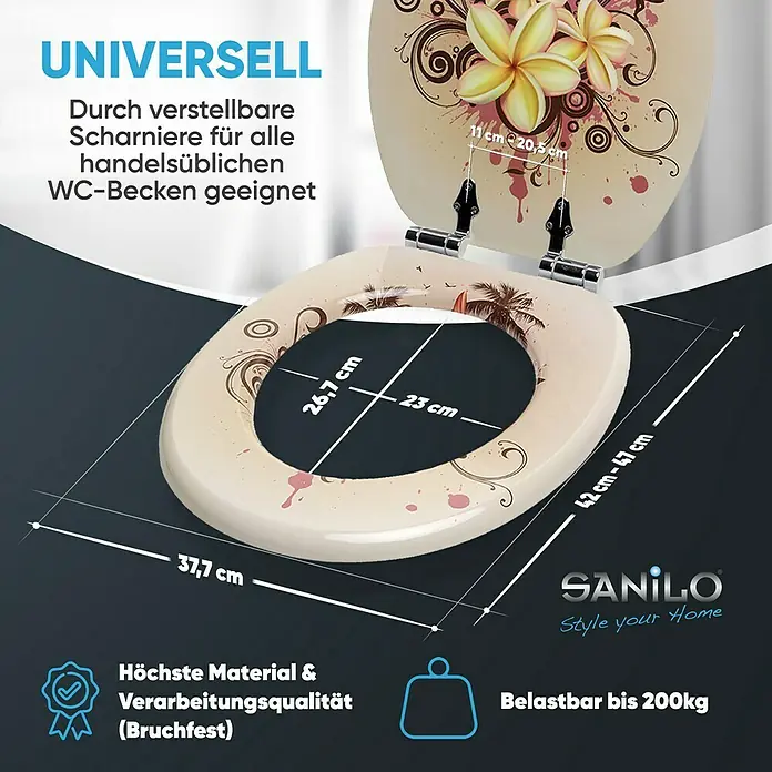 SANILO WC-Sitz Tropical mit Absenkautomatik - MDF, Beige, Mit Absenkautomatik
