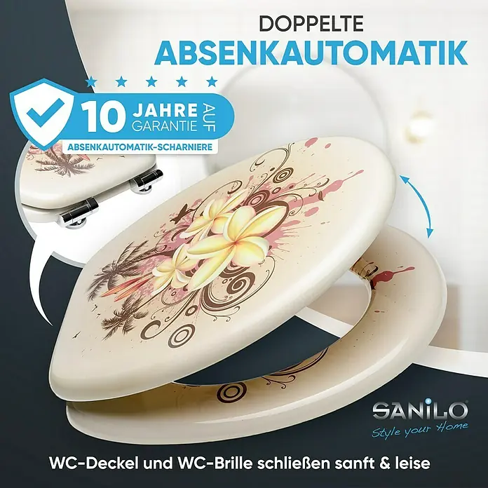 SANILO WC-Sitz Tropical mit Absenkautomatik - MDF, Beige, Mit Absenkautomatik