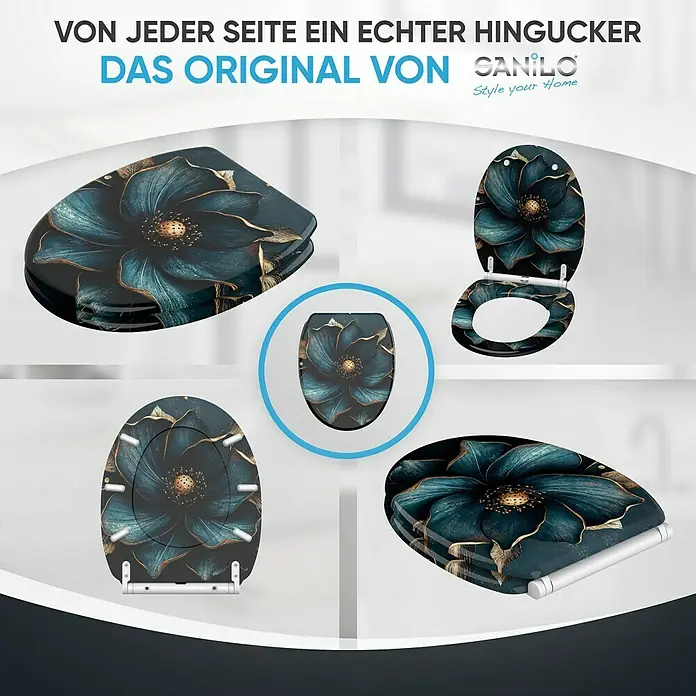 SANILO WC-Sitz Bellezza mit Schnellverschluss - MDF, Blau, Mit Absenkautomatik
