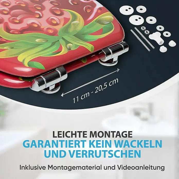 SANILO WC-Sitz Strawberry mit Absenkautomatik - MDF, Rot, Mit Absenkautomatik