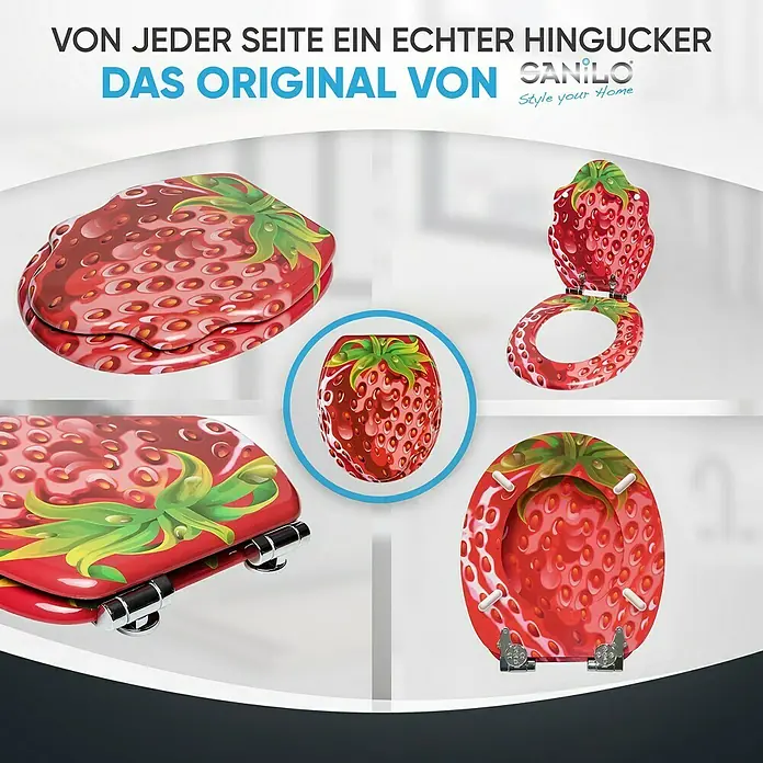 SANILO WC-Sitz Strawberry mit Absenkautomatik - MDF, Rot, Mit Absenkautomatik