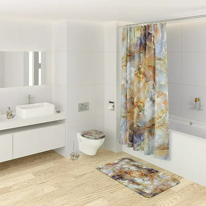SANILO WC-Sitz Marmor Braun mit Absenkautomatik - MDF, Braun, Mit Absenkautomatik