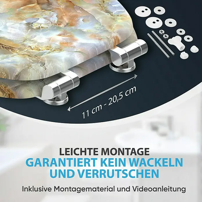 SANILO WC-Sitz Marmor Braun mit Absenkautomatik - MDF, Braun, Mit Absenkautomatik