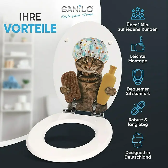 SANILO WC-Sitz Shower Cat mit Absenkautomatik - MDF, Braun, Mit Absenkautomatik